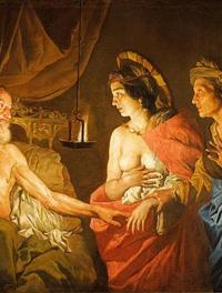 Sarah présentant Agar à Abraham (Matthias Stomer, musée Condé, Chantilly) 
