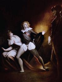 Gertrude, Hamlet et le spectre de son père, Johann Heinrich Füssli, 1785. Fondation Magnani Rocca (Parme).
